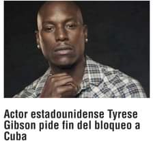 May be a meme of 2 people and text that says 'Actor estadounidense Tyrese Gibson pide fin del bloqueo a Cuba'