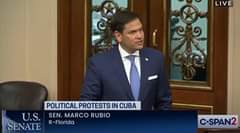 May be an image of 1 person and text that says 'LIVE POLITICAL PROTESTS IN CUBA U.S. SEN. MARCO RUBIO SENATE R-Florida C·SPAN2'